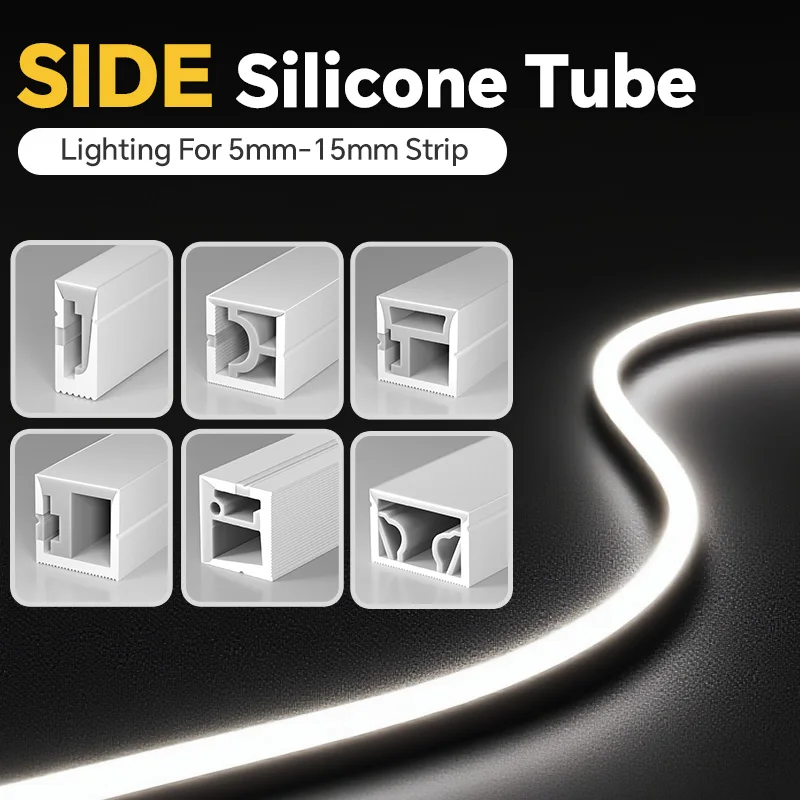Lampada impermeabile IP67 in silicone flessibile a LED con striscia di luce al neon Adatta per luci LED a colori WS2811 da 5 mm, 8 mm, 15 mm