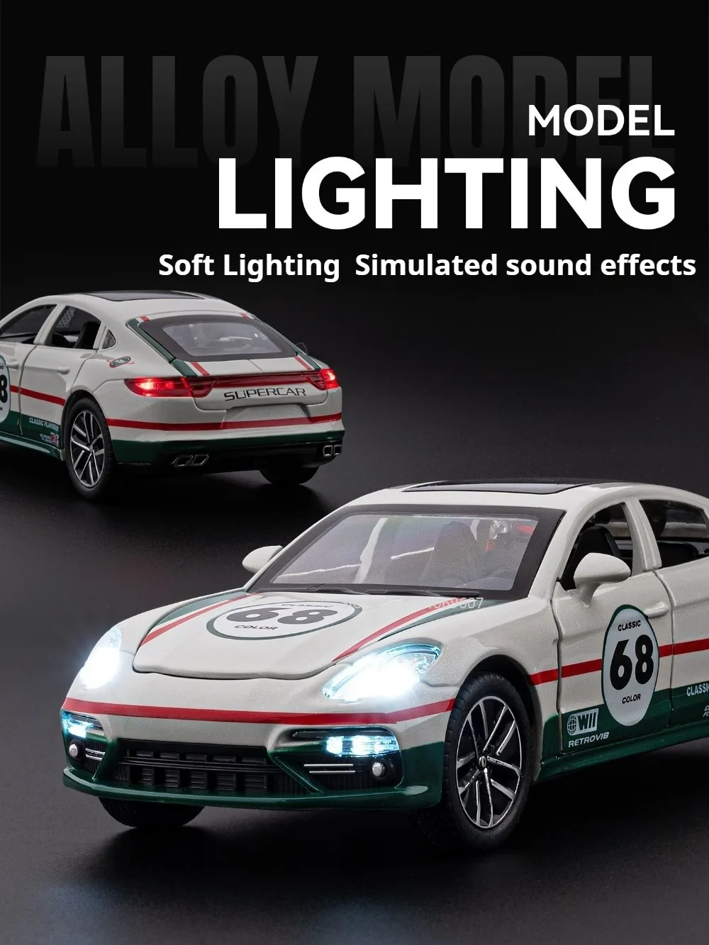 1:32 GTR Panamera Modell Sportwagen Spielzeug Legierung Druckguss Sound Licht Türen geöffnet Exquisite Körper zurückziehen Sammlung Supercars – Detail 14