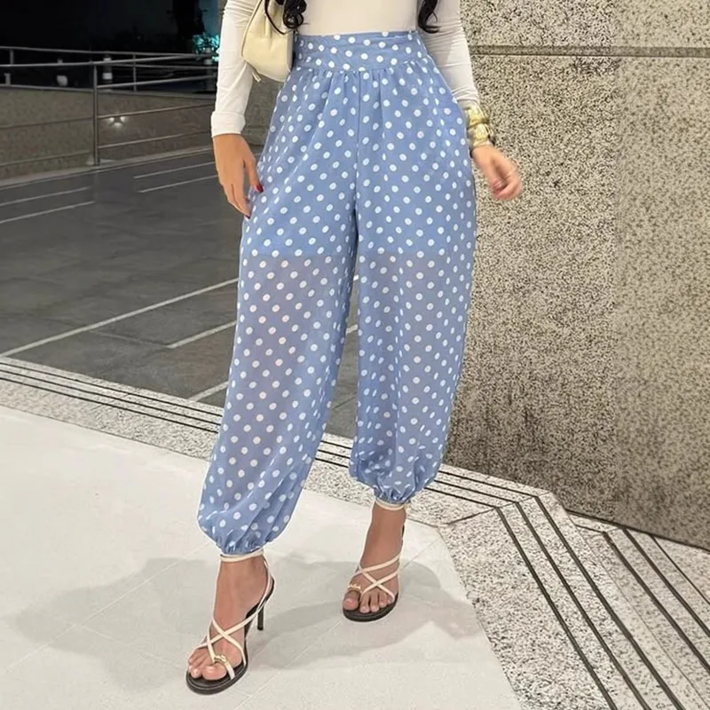 

Polka-Dot Light High Waist Bloomers Balloon Pants Summer 2026 Casual Commuter Vintage Office Lady Harem Pants Trouser Commuter