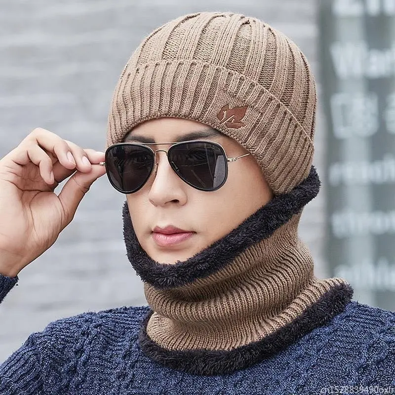 Youpin-gorro de punto Unisex, bufanda con patrón de hoja de arce, forro grueso, traje de terciopelo, Color sólido, novedad de 2022