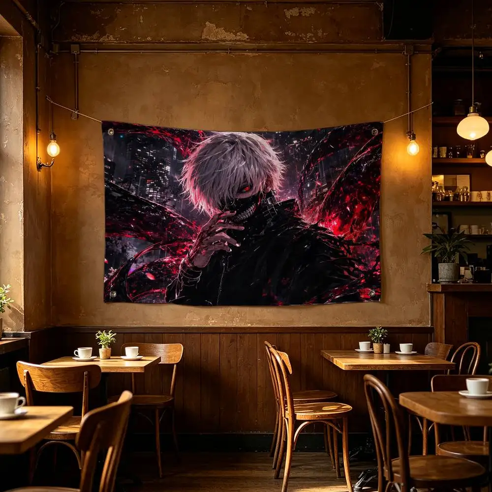 Tokyo Ghoul Ken Kaneki Flags Wall Hanging Tapestry Outdoor Garage Room Decorative flag Background Blanket