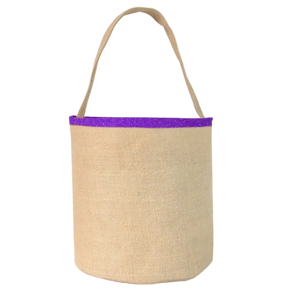 

Rabbit Ear C y Bag Small Tote Purple Easter Gift Storage Case for Kids Treats Bunny Design Glitter Style Party Favor Easter C y