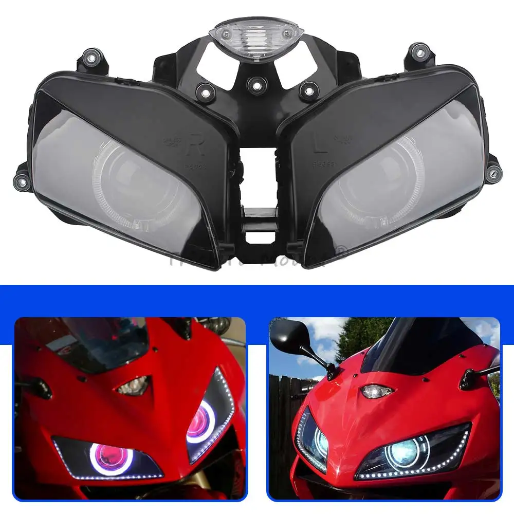Modified Headlamp Assembly For Honda CBR 600RR 2003-2006 Motorcycle LED Hi/Lo Beam Headlight Angel Devil Eyes HID Projector