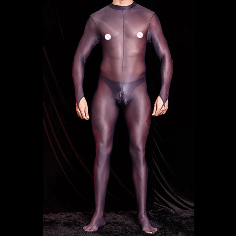

Men Sexy Bodystocking Back Open Zipper Men's Body Stockings Long Sleeve Body Jumpsuits Solid Elastic Bodysuit Underwear Pants