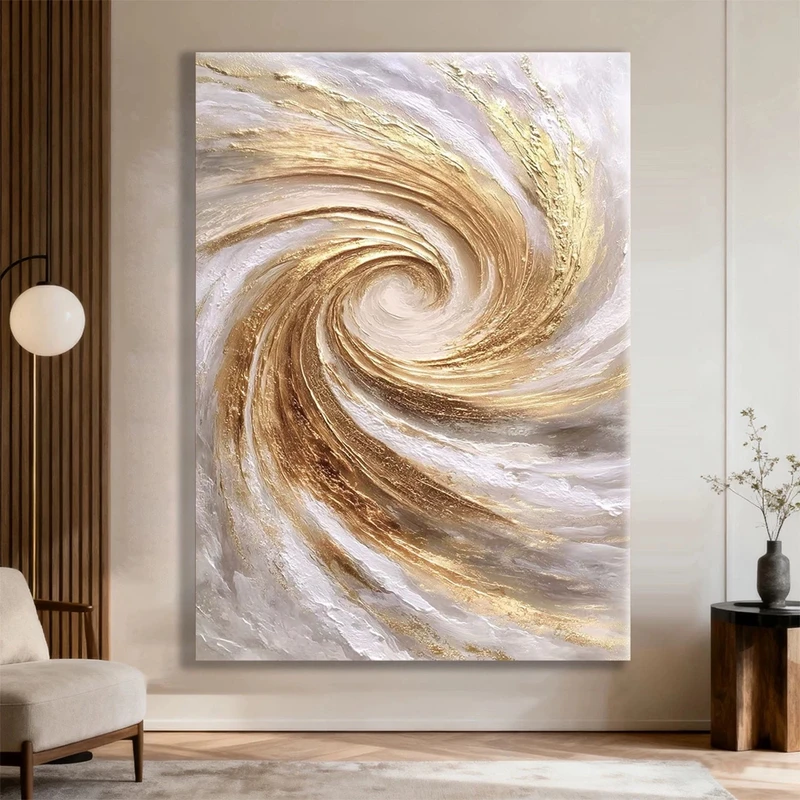 

Luxury Beautiful Art Handmade Abstract Oil Painting on Canvas Gold Foil Texture Wall Hanging Picture For Living Room Bedroom