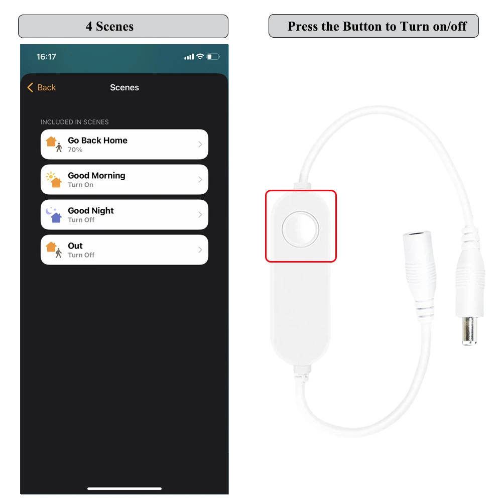 Imagem -05 - Mini Homekit Wifi Inteligente Led Controlador Dimmer Cor Única Strip Light Controle de Voz Siri dc 5v 12v 24v 5050 2835 Cob