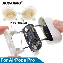 Aocarmo 1 Pair For Apple AirPods Pro Battery Compartment Headphone Charging Contact Replacement Parts