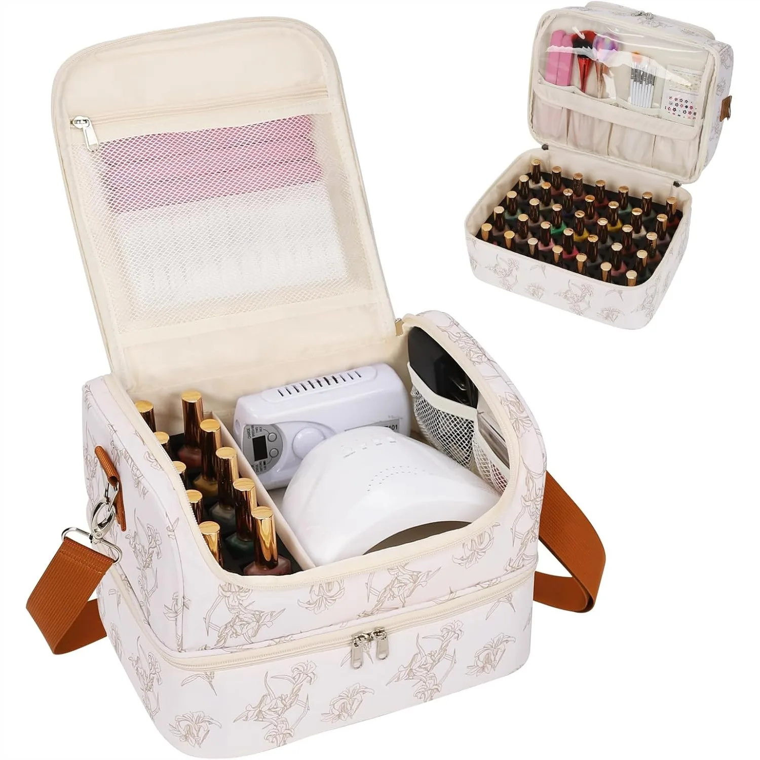 

Nail Polish Organizer Case Holds 45 Bottles, Nail Supplies Storage Bag with Thick Padding, Travel Nail Tech Carrying Case for