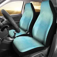 Mermaid Car Seat Covers Watercolor Light Blue and Green Scale Pattern Ocean Theme Car Accessories Set Universal Fit Bucket Seats