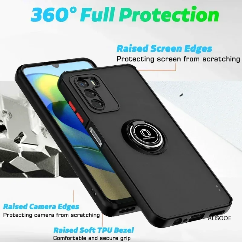 Shockproof Funda for ZTE Blade V40 Vita Case Translucent Armor Ring Stand Protect Cover for ZTE Blade V40 Vita Capa