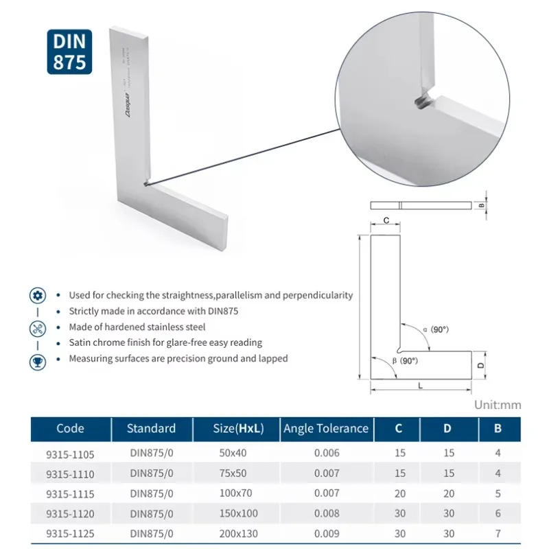 حار بيع داسكوا 90 درجة الفولاذ المقاوم للصدأ الساتان الكروم حافة مسطحة مربع سهلة القراءة