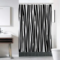 Zebra Stripes Shower Curtain Waterproof Fabric Bathroom Curtains Folding Partition Bath Accessories Bedrooms Things the Set Home