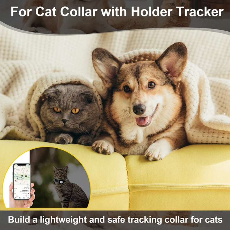 Cat Collar, For Apple Air Tag Cat Collar With Safety Buckle And Bell, Reflective Cat Collar In 3/8Inch Width