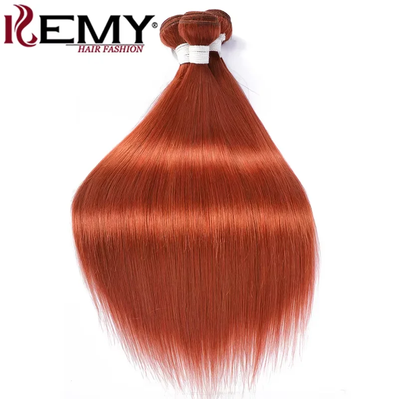 Straight Hair Bundles With Closure Ginger Orange Color 100% Human Hair Weave Bundles With Closure Brazilian Remy Hair Extension