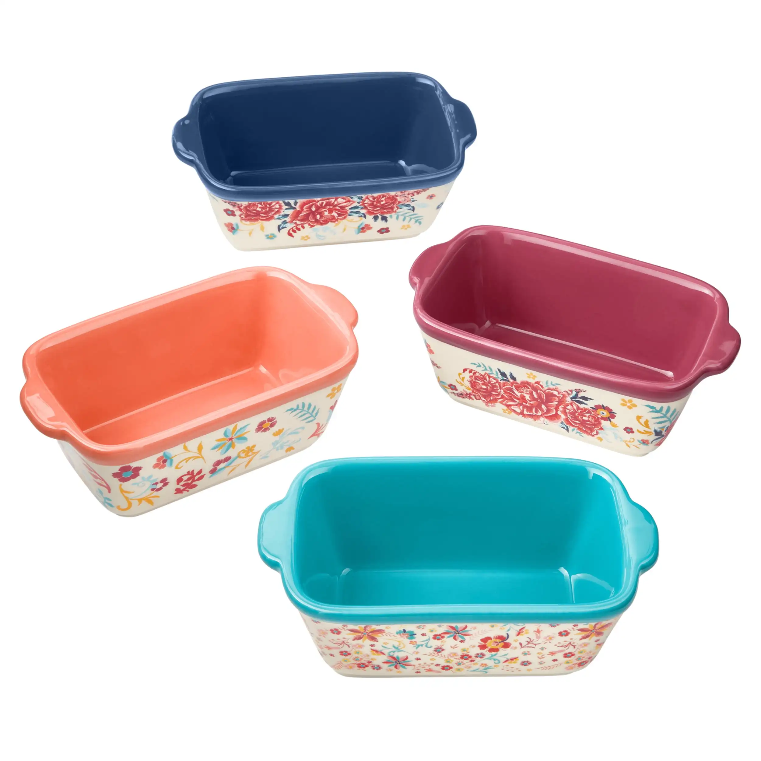 

Keepsake Floral 4.8 Ceramic Mini Loaf Pans, Set of 4