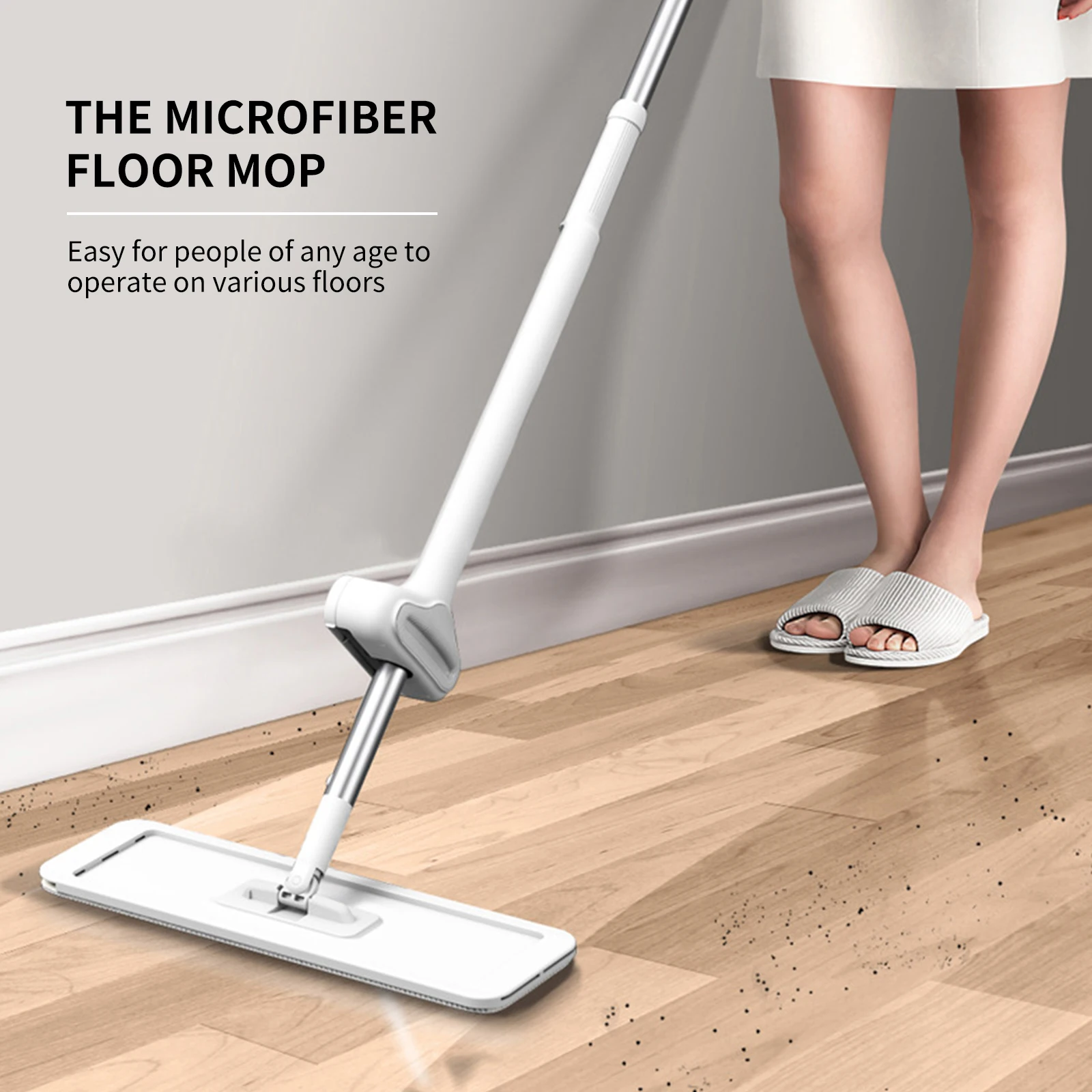 Microfiber Mop Floor Cleaning System Washable Pads Reusable Dust Mops with 4PCS Soft Refill Pads Hardwood Wood Floor Cleaner