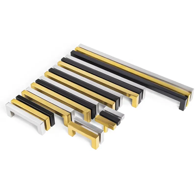 Matte Modern Square T Rod Furniture Cabinet Handle Drawer Pull Gold Brushed Nickel Kitchen Door Hardware
