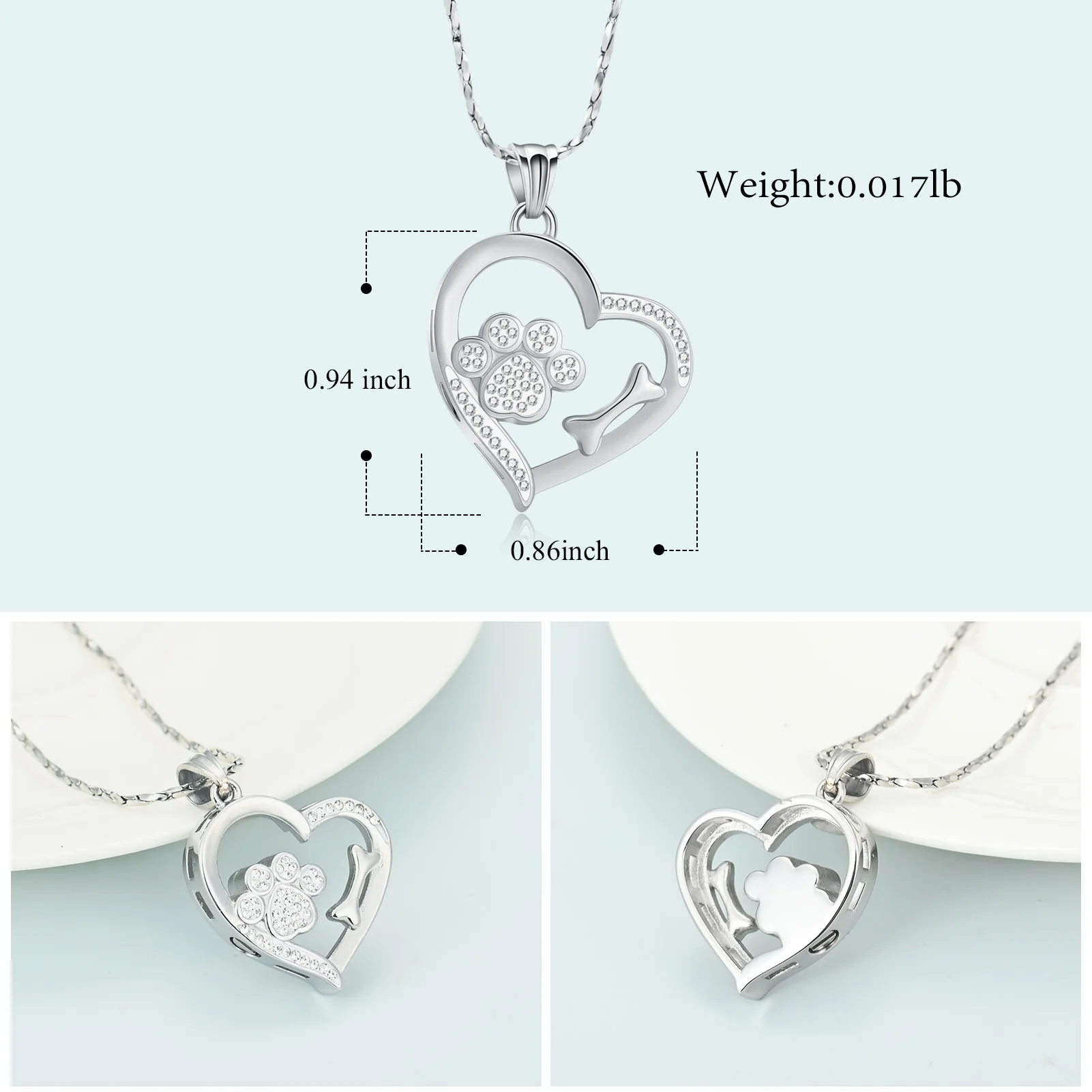 Cremation Jewelry for Ashes Paw Print Heart Urn Necklace Pet Dog Ashes Holder Memorial Pendant Funeral Keepsake for Women Men