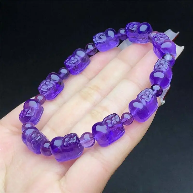 8MM Natural Amethyst Pixiu Bracelet Crystal Reiki Healing Stone Fashion Jewelry Gifting Gift For Women 1pcs