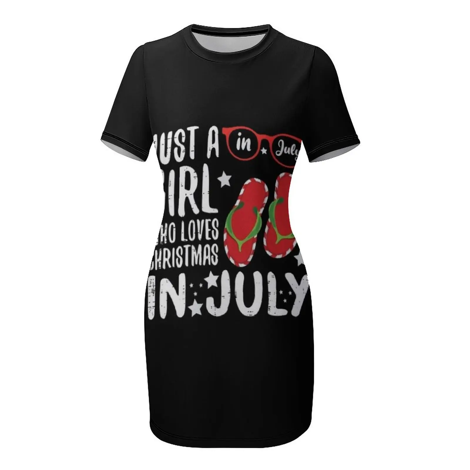 Just A Girl Who Loves Christmas In July T-Shirt Short Sleeved Dress evening dress loose women's dress