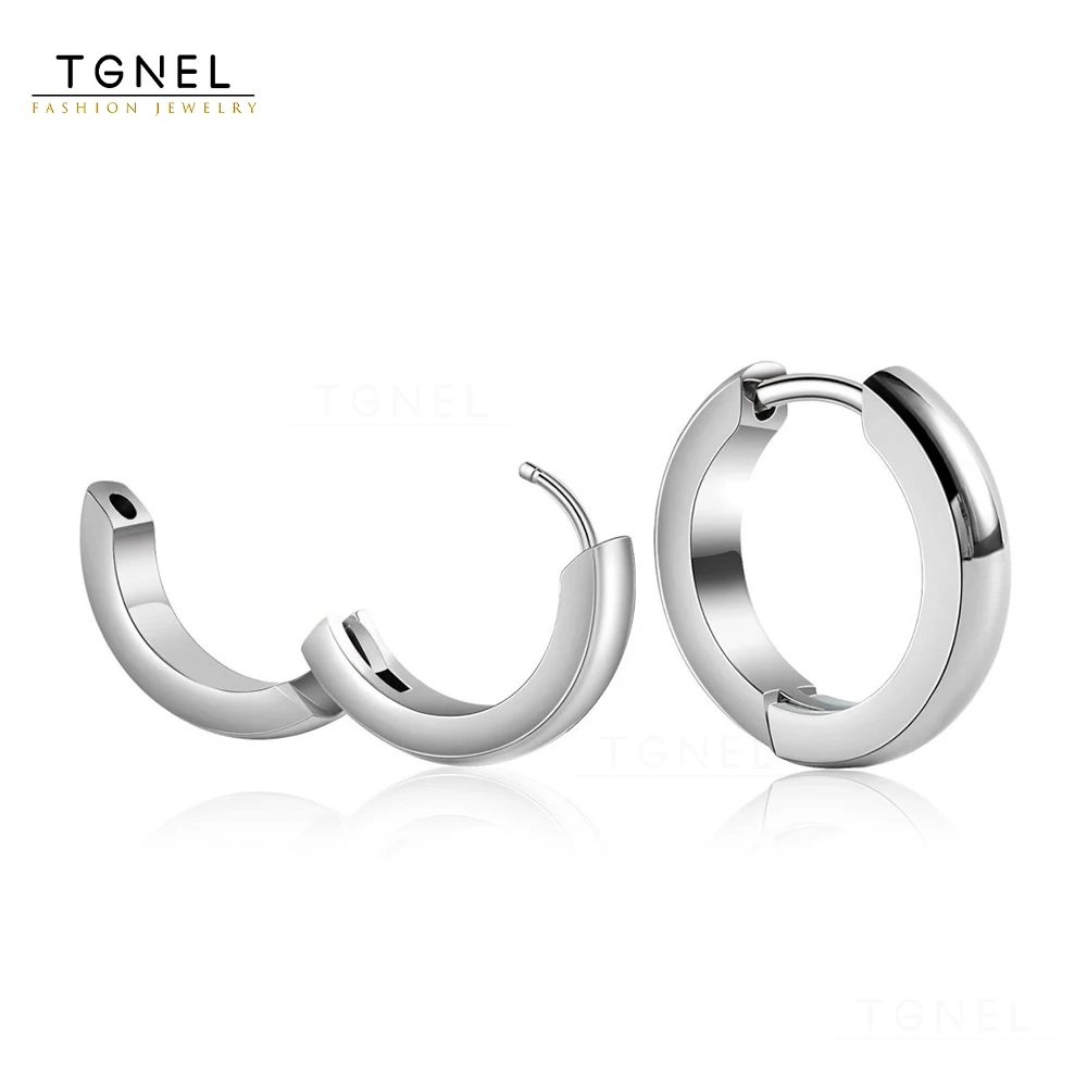 

TGNEL Small Mens Hoop Earrings Pure Titanium Simple Plain Dome Titanium Hoop Earrings for Men Women Sensitive Ears 23TIHE018