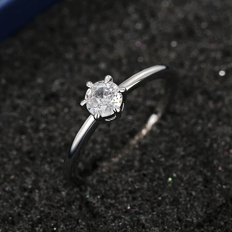 Huitan klassische und einfache runde Zirkon Frauen Ringe zeitlosen Stil Hochzeit Verlobung zubehör hochwertige heiße Schmuck – Detail 4