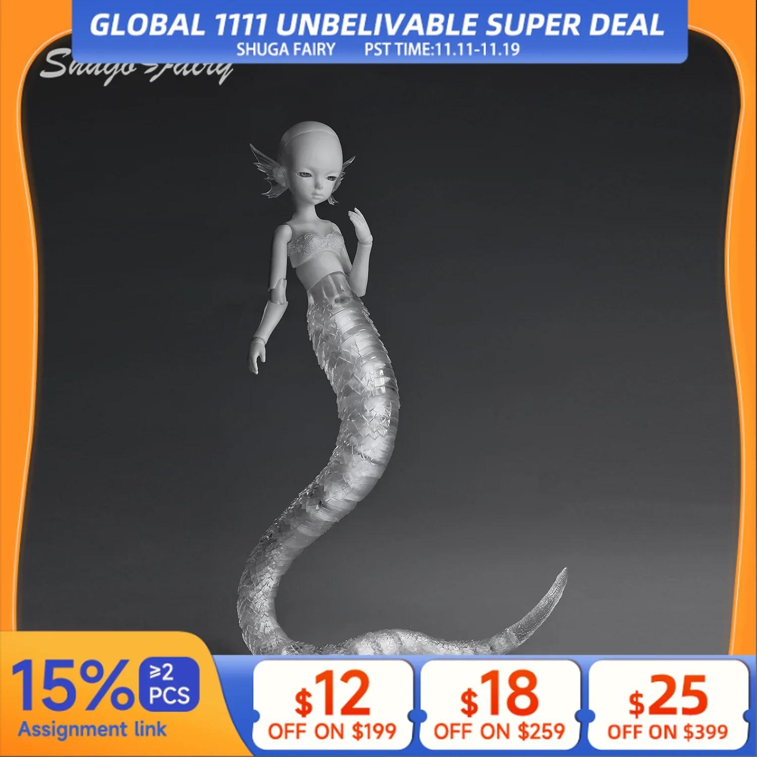 

1/6 Fantasy BJD Doll - Monster Non-human Virelai A W/ Scaly Tail | Shugafairy Limited Articulated Set