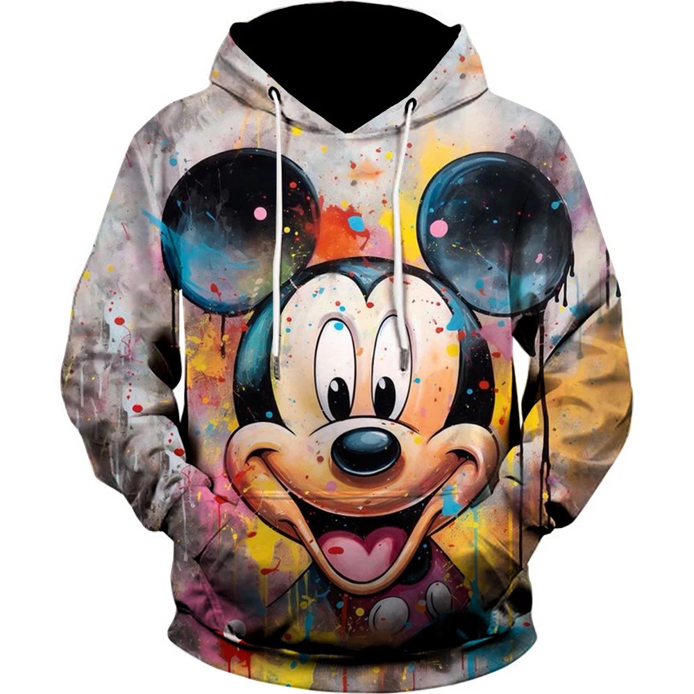 Disney Autunno Uomo Donna Felpa con cappuccio Topolino Cartone animato stampato Abbigliamento con cappuccio Cappotto di moda con cappello Maschile Casual quotidiano Streetwear