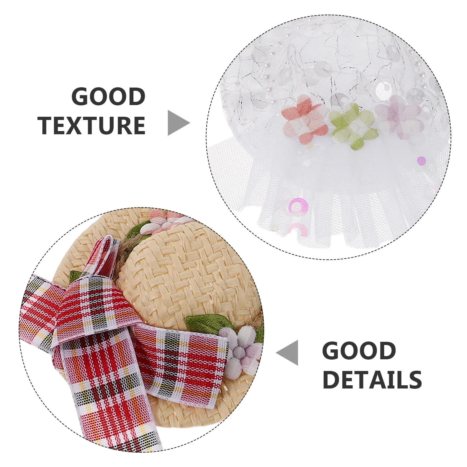 หมวกฟางขนาดเล็ก 10 ชิ้น หมวกคาวเกิร์ลขนาดเล็ก ประดับลูกไม้ โบว์ผูก งานถักมือ ของตกแต่งคริสต์มาส อุปกรณ์ DIY ของเล่น หมวกสำหรับเด็ก