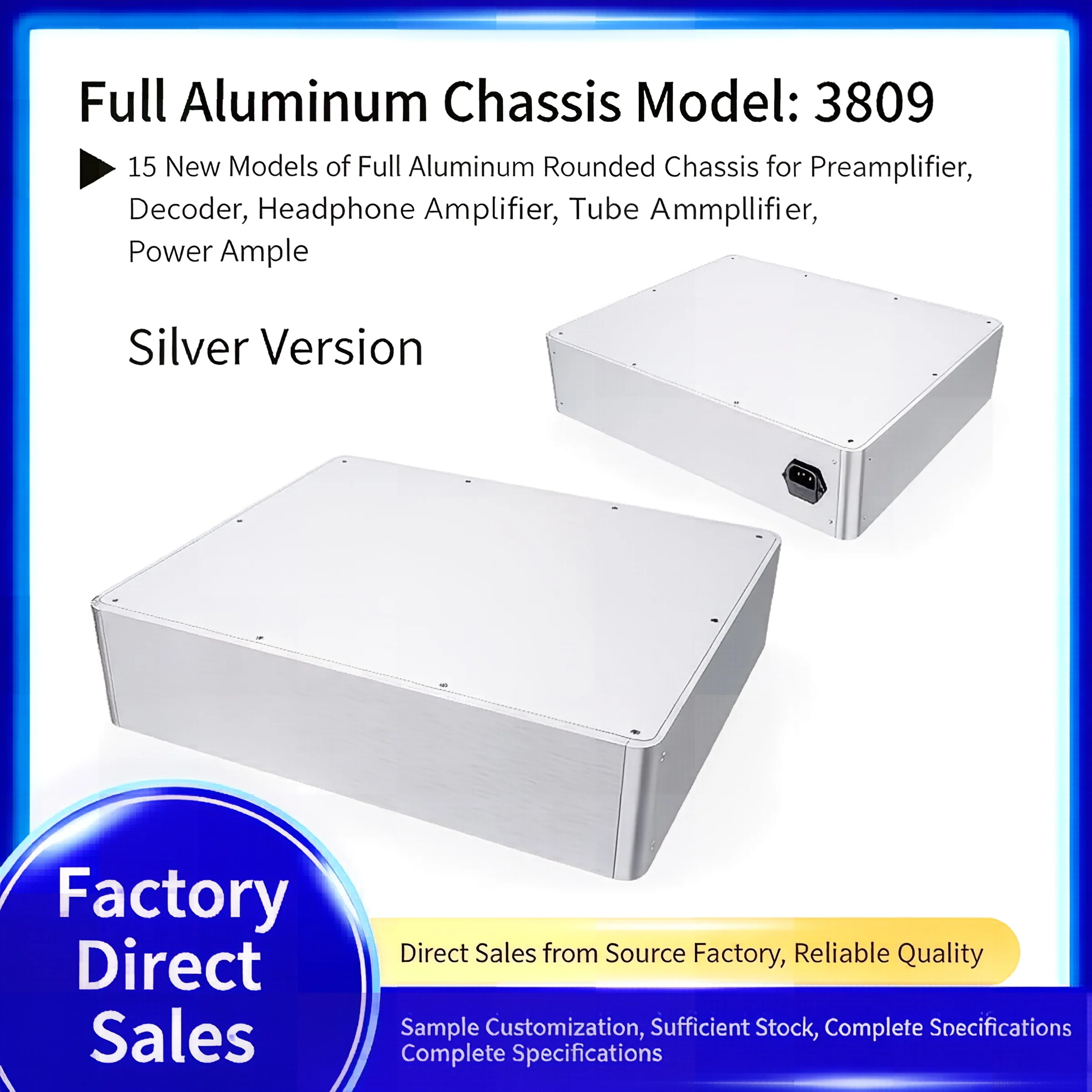 QING FENG New Small Rounded Corner Power Amplifier All-Aluminum Chassis BZ3809H