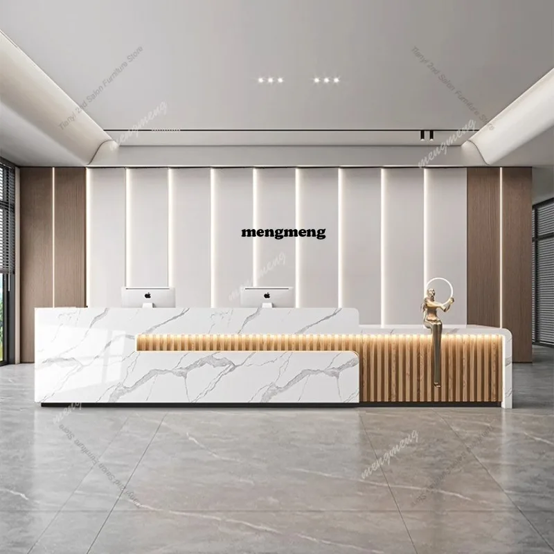 

E182 Modern Luxury Marble Texture-like Front Desk Nordic Creative Hotel Store Reception Desk Designer Commercial Furniture
