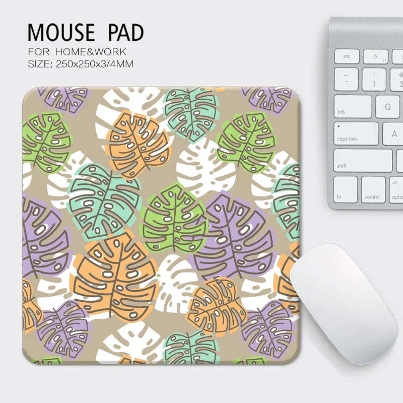 Flowers Plants Mouse Pad Art Design Leaves Office Gaming Accessories Square Rubber Small Mousepad For Girls Table Mat 25x25 Gift