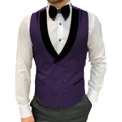 Colete para homens blazer roxo duplo breasted balck xale lapela fino ajuste uma peça chaleco hombre colete masculino steampunk 2024