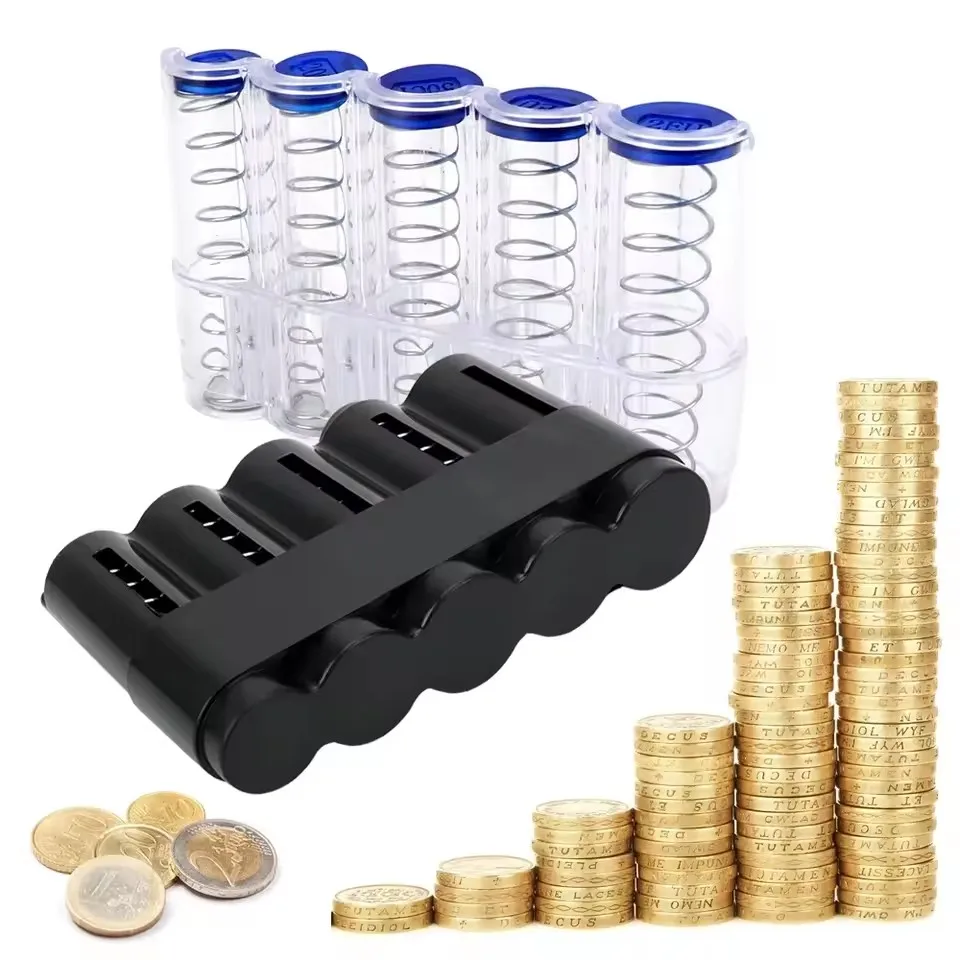 New Portable 5 Slots Euro Coin Holder Hidden Safe Coin Collector Dispenser Fanny Pack Cash Receipt Waist Wallet Waiter's Driver