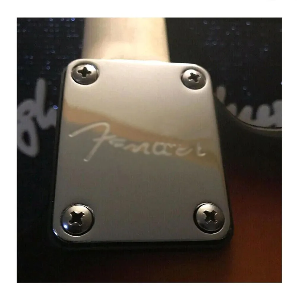 Fit for Fender ST Electric Guitar Neck Plate Set Silver Engraved FD Logo with Mounting Screws Guitar Replacement Parts