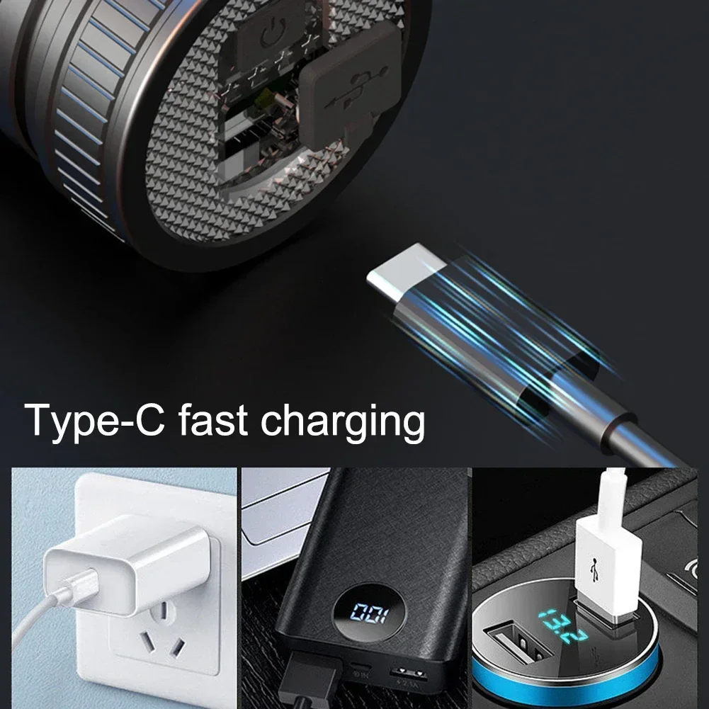 Super Long Range Torch High Power LED Flashlight USB Rechargeable Strong Light Lamp Outdoor Portable Lantern Waterproof