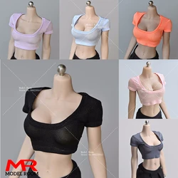 1/6 Scale Female Low-cut Short Waistless T-shirt Clothes Model Fit 12'' Female Soldier Action Figure Body Dolls