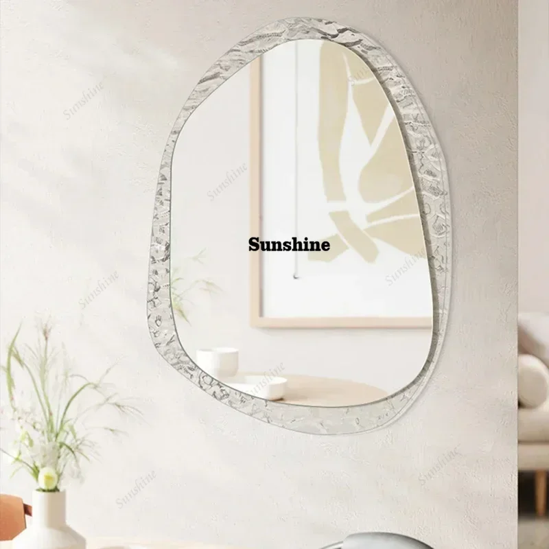 Makeup Bathroom Mirror Wavy Living Room Infinity Modern Vanity Aesthetic Mirror Irregular Aesthetic Espelhos Decoracao Quarto  F
