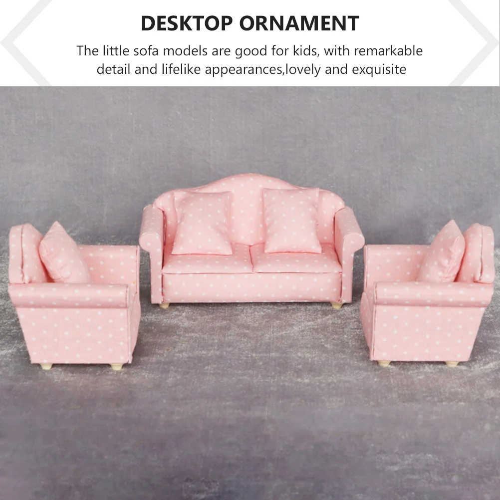 

1pc Polka Dot Playhouse Furniture Accessory Exquisite Miniature Sofa for Kids Desktop Ornament Smooth for Miniature