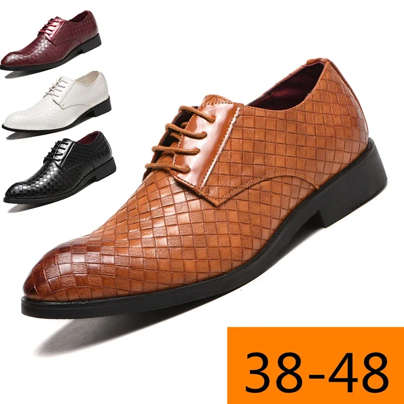 Men Crocodile Grain Leather Shoes Dress Business Office Shoe Mens Wedding Party Derby Shoes Men's Square Toe Flats Sizes 38-48