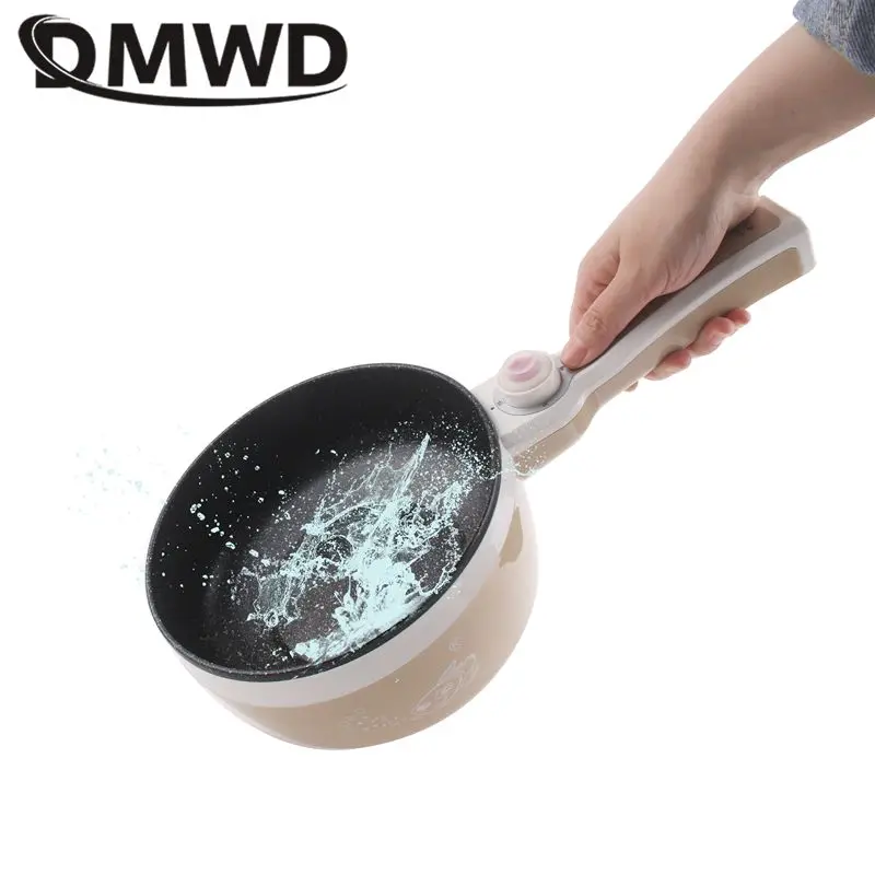 DMWD multifunction electric skillet heating pan multicooker hot pot noodles soup rice cooker egg steamer omelette frying machine