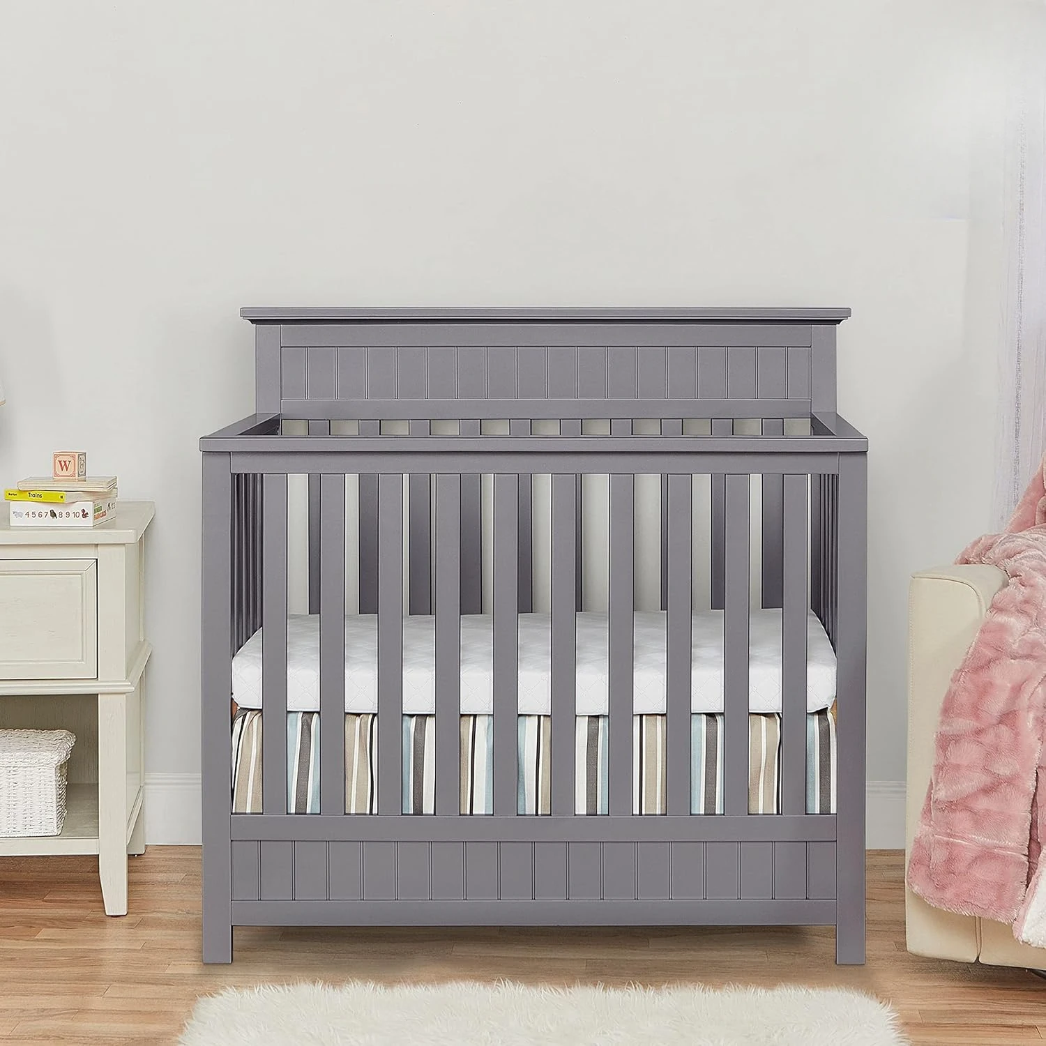 Harbor 4-in-1 Convertible Mini Crib in Storm Grey, Greenguard Gold Certified