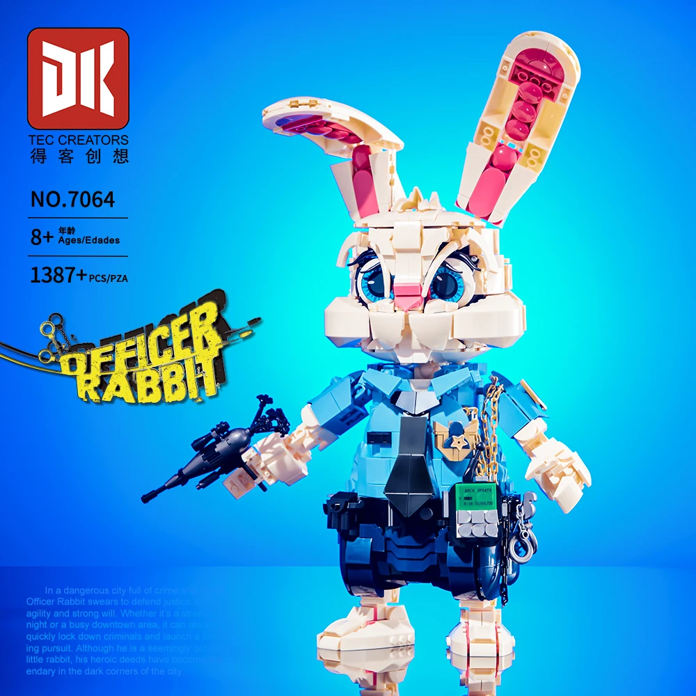 

2025 new product DEKEDK7064 mechanical rabbit police officer 1387 particle parts collection model assembly building block toys