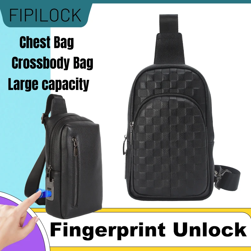 

FIPILOCK Crossbody Bag Shoulder Chest Bag for Men and Women with Smart Fingerprint Unlock Suitable for Business Travel and Work