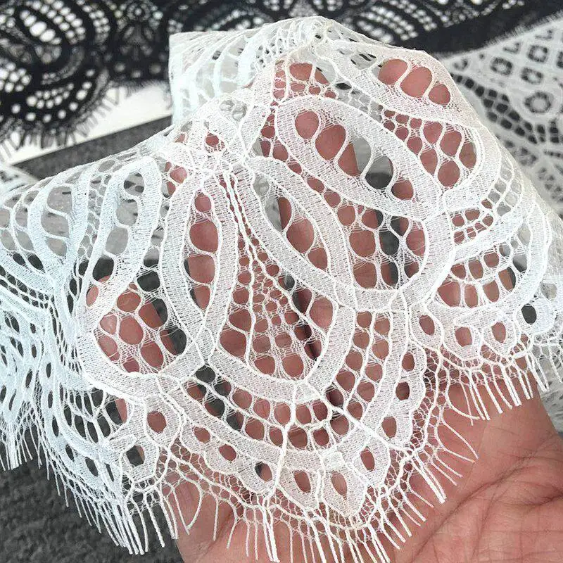 

3-meter eyelash mesh embroidery lace fabric DIY skirt hem clothing decoration accessories curtain fabric 24cm wide