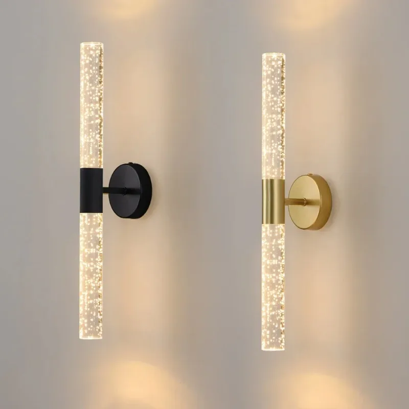 

Minimalist Double Head LED Wall Lamp Modern Up Down Crystal Bubble Wall Light Bedroom Living Room Corridor Background