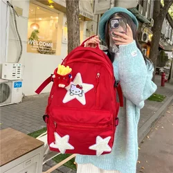 Hello Kitty Girls Backpack Women's 2023 New Simple High School College Student Hello Kitty School Bag Sanrio Backpack schoolbag