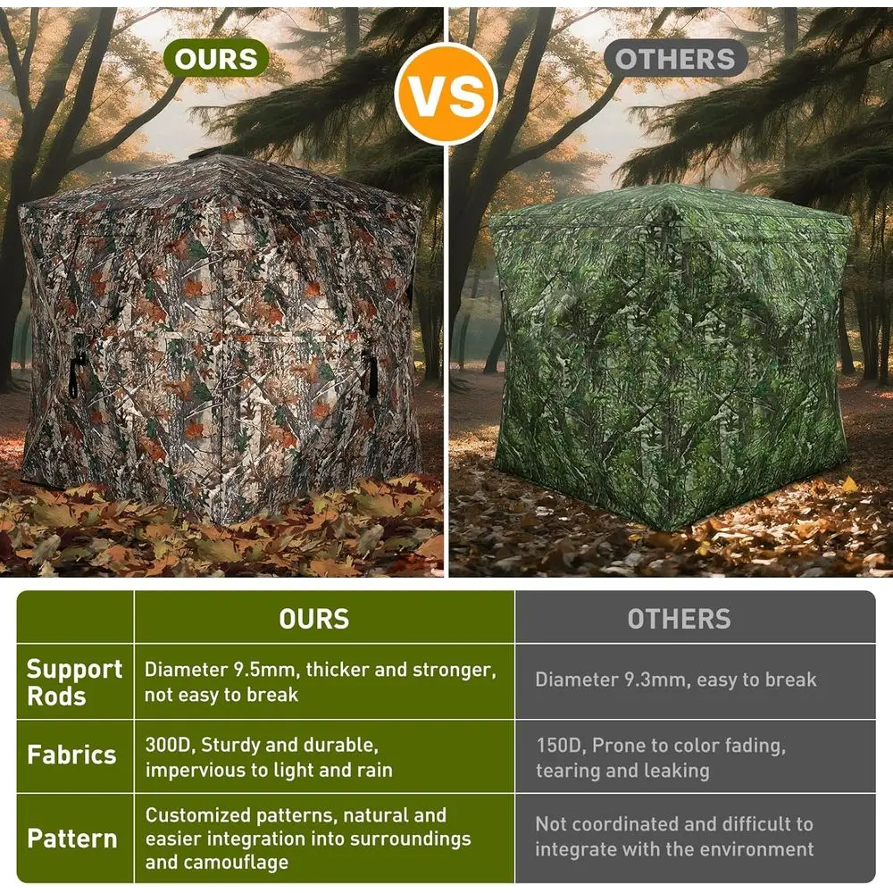 أعمى صيد مموهة محمولة تتسع لـ 2-4 أشخاص مع حقيبة حمل، عرض 270/360 درجة، تصميم منبثق #5