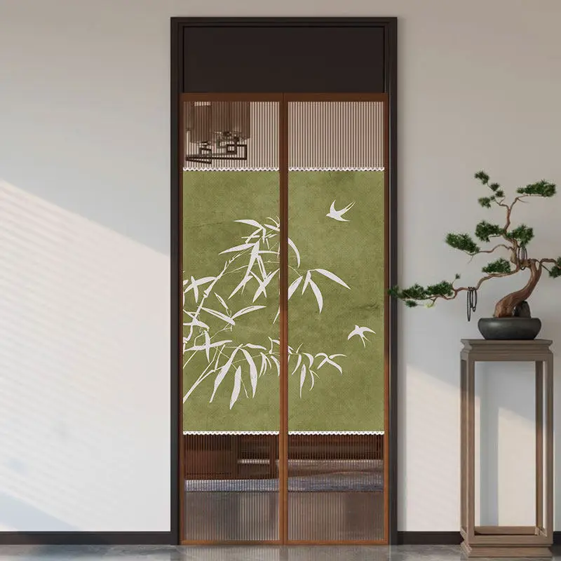 Summer Magnetic Self-Sealing Fly Screen Door with Privacy Cloth Mosquito Proof Door Screen Heavy Duty Mesh Sliding Screen Door