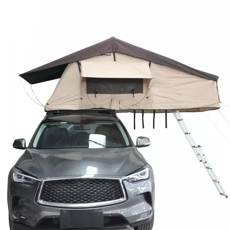 Cheap Camper Trailer Tents OEM/ODM Overland Vehicle Systems Long Style Extended Roof Top with Rain Fly Black Cover Universal